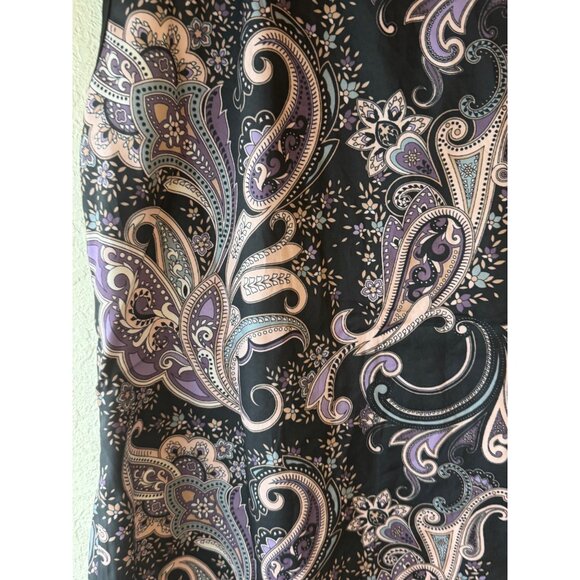 Sleeveless Paisley Button-Down Blouse shirt Large polyester V-neck READ - Picture 8 of 8